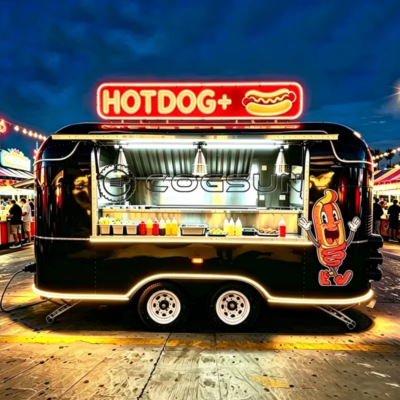 COGSUN functional Street-Ready Food Trailer Hot Dog Ice Cream Cart Mobile Kitchen for coffee Outdoor Food Business truck
COGSUN functional Street-Ready Food Trailer Hot Dog Ice Cream Cart Mobile Kitchen for coffee Outdoor Food Business truck