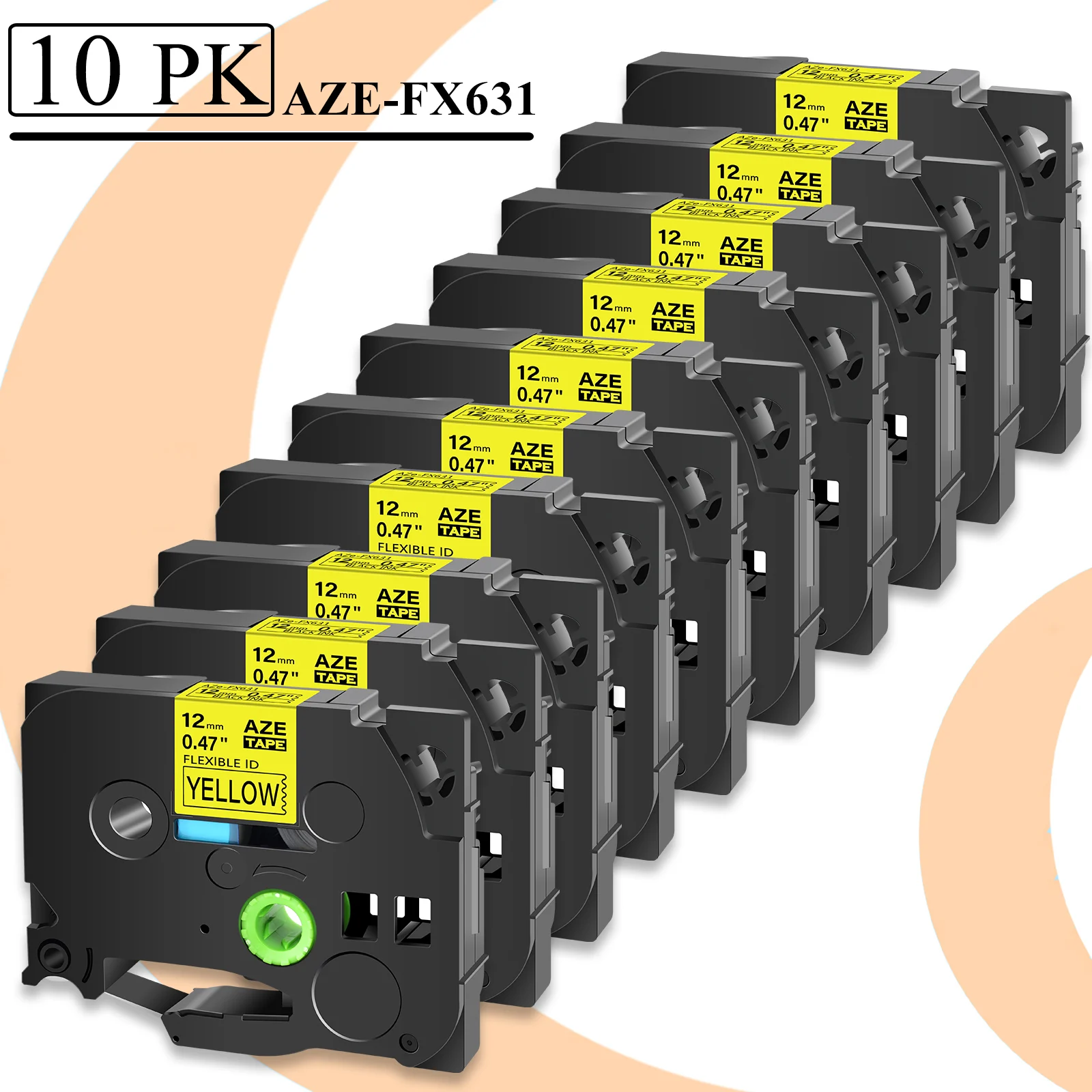 10 шт., гибкая ламинированная лента, совместимая с Brother Tze-FX631 0,47 дюйма, черная на желтом цвете, для принтеров этикеток Brother P-Touch
10 шт., гибкая ламинированная лента, совместимая с Brother Tze-FX631 0,47 дюйма, черная на желтом цвете, для принтеров этикеток Brother P-Touch