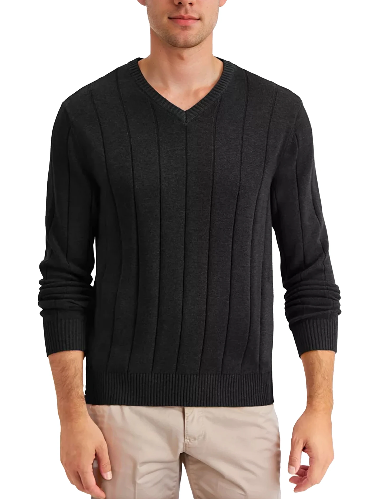 "Men's Fashion V-Neck Wide Stripe Pullover Sweater, Casual and Comfortable, Ideal for Fall and Winter Wear"
"Men's Fashion V-Neck Wide Stripe Pullover Sweater, Casual and Comfortable, Ideal for Fall and Winter Wear"