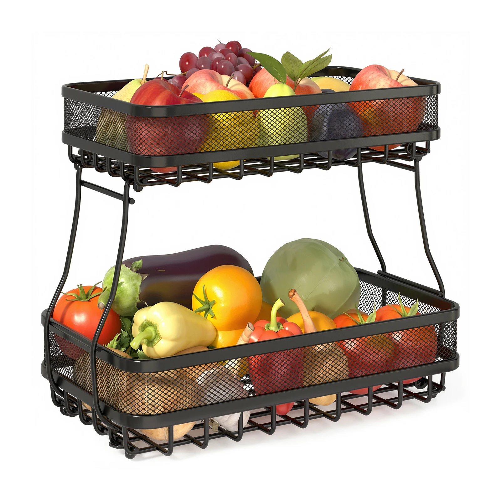 Adivo 2-Tier Stackable Fruit Basket Rack, Rectangular, Black, 35 cm
Adivo 2-Tier Stackable Fruit Basket Rack, Rectangular, Black, 35 cm
