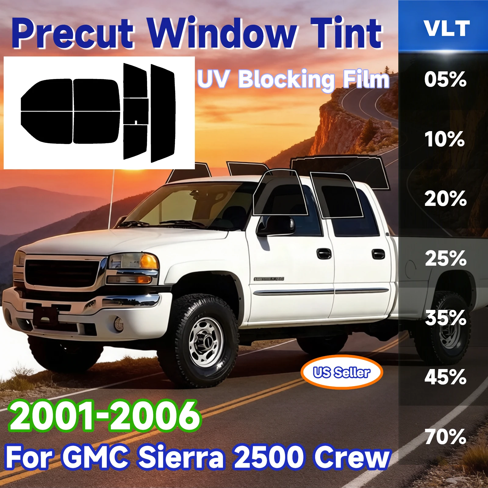 Precut Windows Tint Film Sun Block Protection Privacy Anti Shatter Glass Film Shade Kit for Gmc Sierra 2500/3500 Crew 2001-2006
Precut Windows Tint Film Sun Block Protection Privacy Anti Shatter Glass Film Shade Kit for Gmc Sierra 2500/3500 Crew 2001-2006
