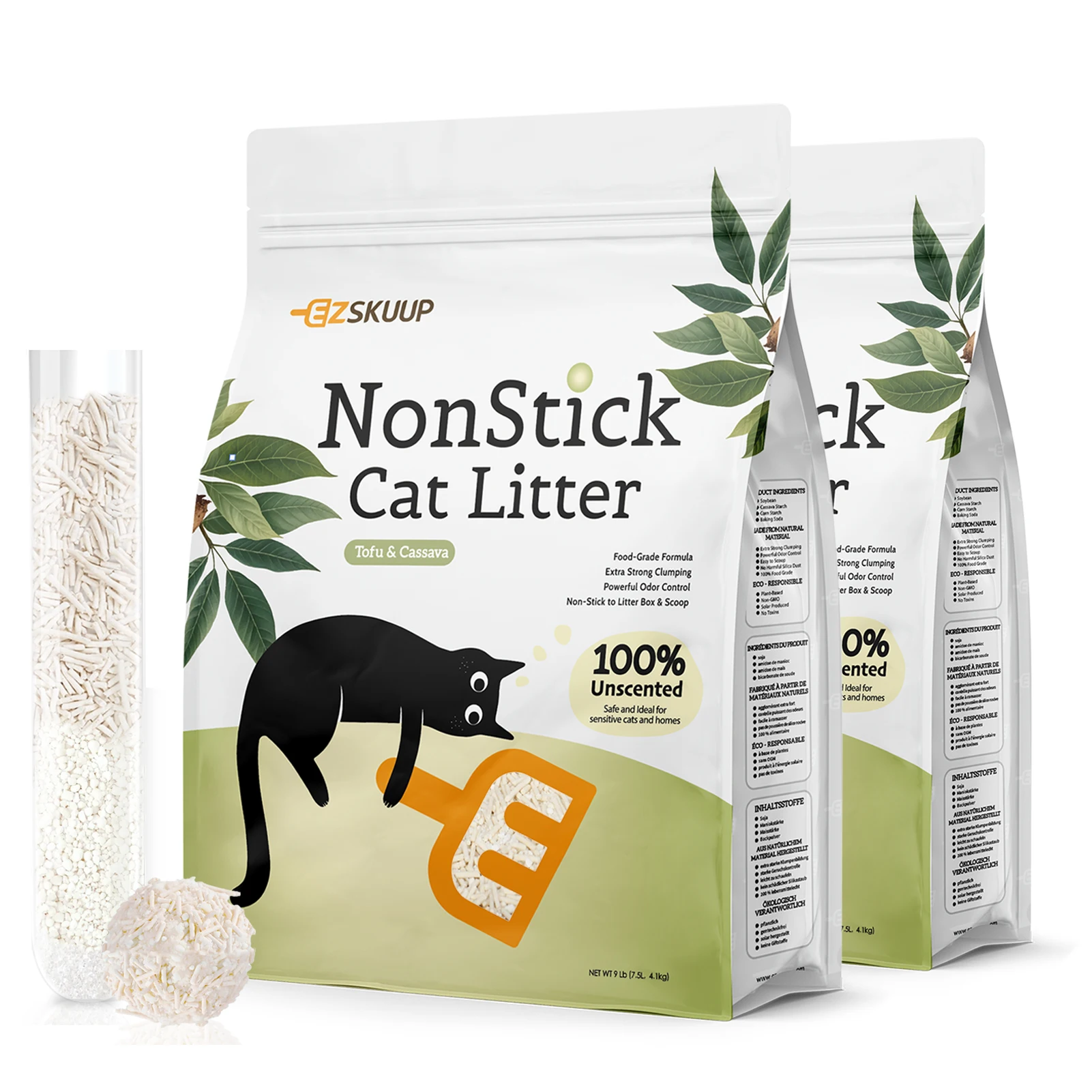 Ezskuup Non-Stick Ultra Clumping Cassava Tofu Cat Litter Odour Control Low Tracking Kitty Litter Plant-Based Ingredient 2 X 4KG/PACK
Ezskuup Non-Stick Ultra Clumping Cassava Tofu Cat Litter Odour Control Low Tracking Kitty Litter Plant-Based Ingredient 2 X 4KG/PACK