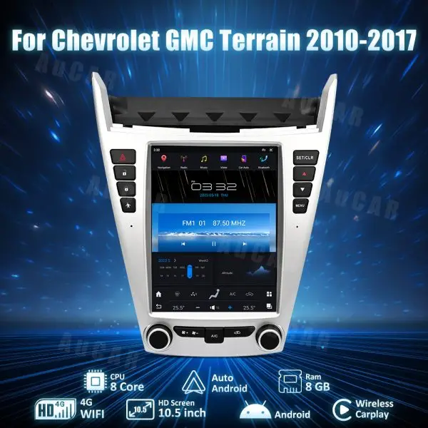 AUCAR 10.5″ Tesla Android 12 Car Radio GPS Navigation Car Multimedia Stereo Player Car Video For Chevrolet GMC Terrain 2010-2017
AUCAR 10.5″ Tesla Android 12 Car Radio GPS Navigation Car Multimedia Stereo Player Car Video For Chevrolet GMC Terrain 2010-2017