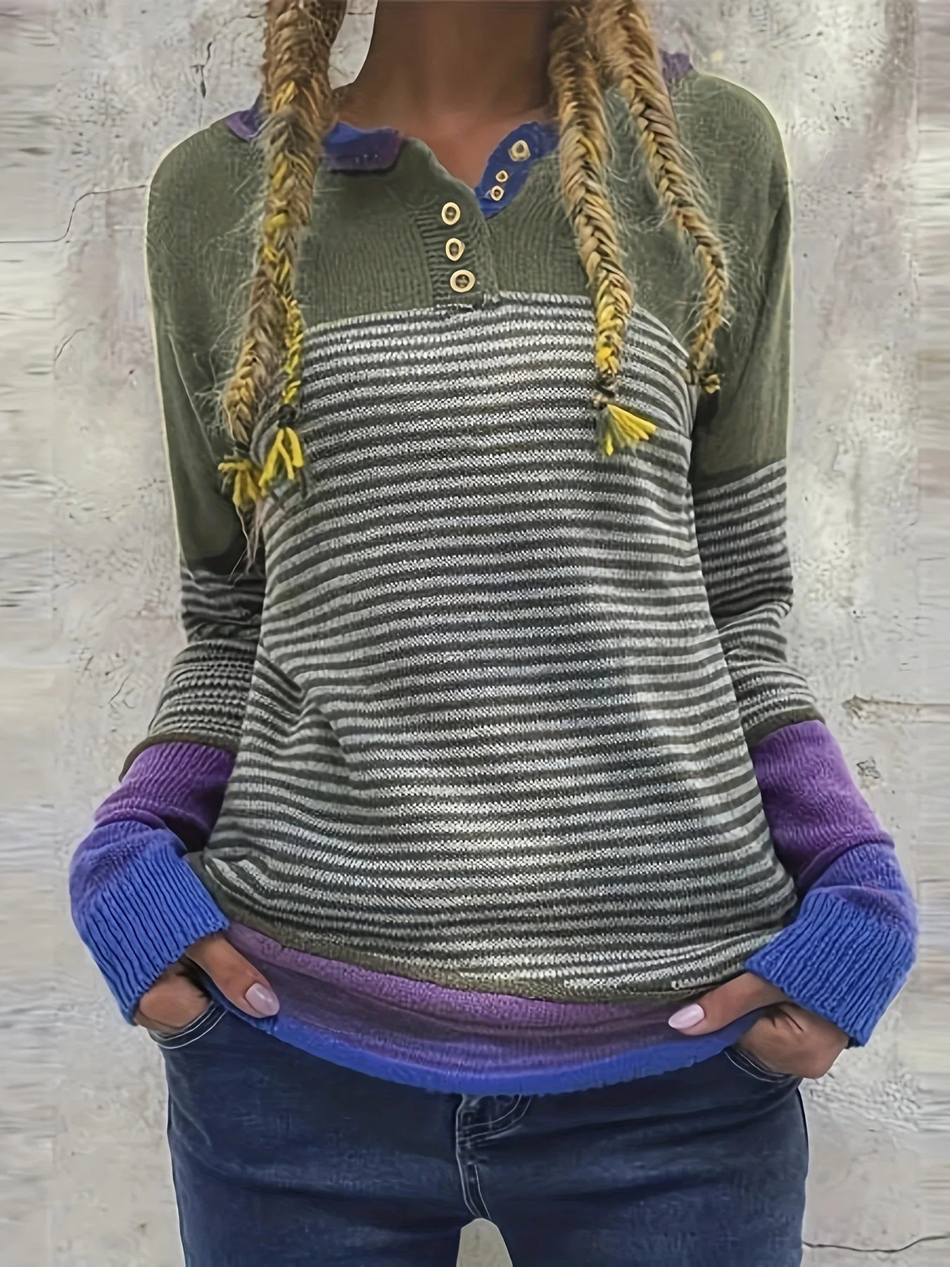 Women's Clothing - New Fashion Striped Color blocked Knitted Sweater Single breasted Hooded Top Casual Versatile Sweater
Women's Clothing - New Fashion Striped Color blocked Knitted Sweater Single breasted Hooded Top Casual Versatile Sweater