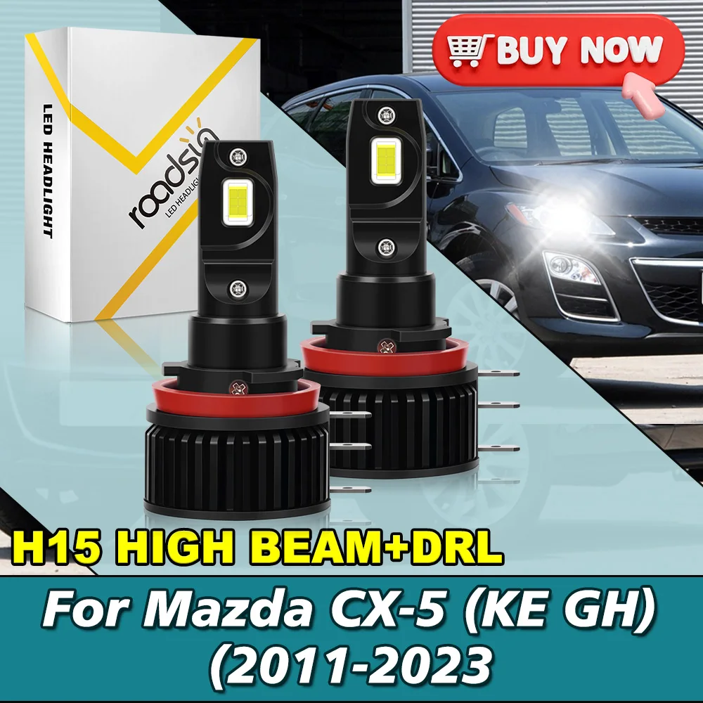 2 шт. 150 Вт 28000LM H15 дальнего света DRL 6500K белый свет для Mazda CX-5 (KE GH) (2011-2023 быстро расширяющийся нагрев Plug-N-Play
2 шт. 150 Вт 28000LM H15 дальнего света DRL 6500K белый свет для Mazda CX-5 (KE GH) (2011-2023 быстро расширяющийся нагрев Plug-N-Play
