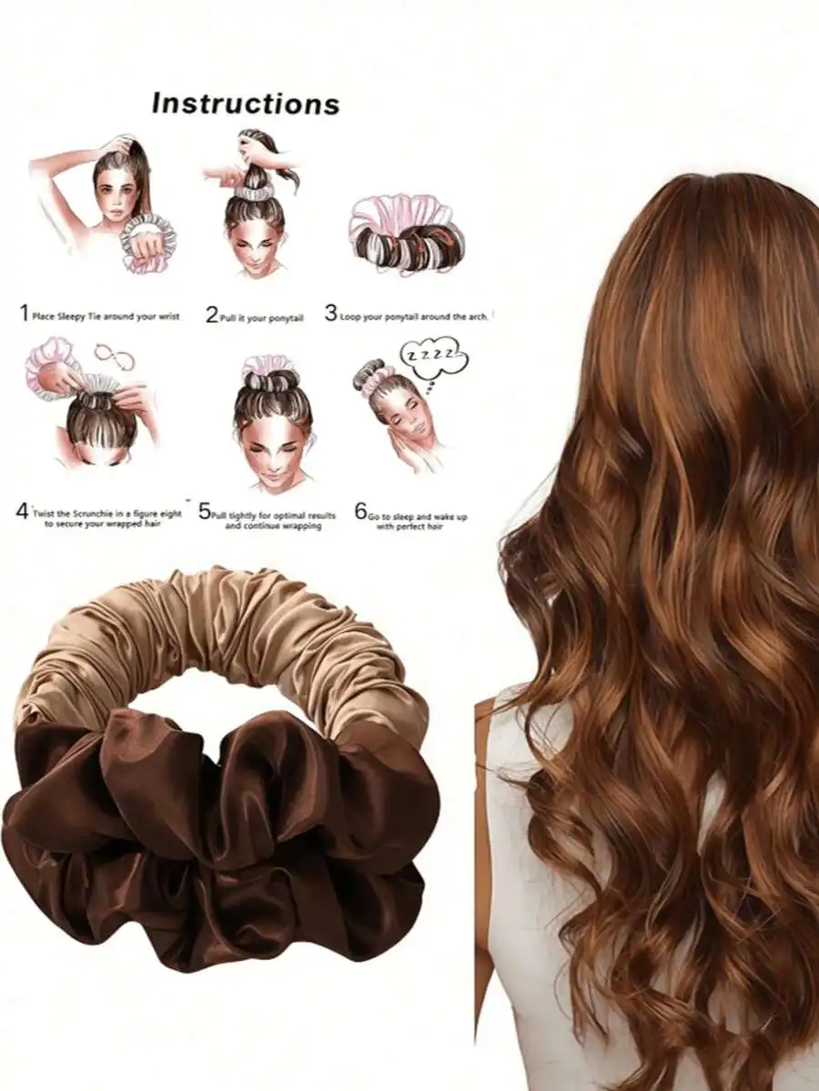 No Heat Curling Hair Scrunchies, Brown Satin No Heat Curler, Can Be Worn While Sleeping, Soft & Comfortable Sleep Scrunchies, Lazy Curler, No Heat Needed To Create Long Curly Hair, Fashion Versatile, Suitable For Outdoor And Sports, Mother's Day Gift
No Heat Curling Hair Scrunchies, Brown Satin No Heat Curler, Can Be Worn While Sleeping, Soft & Comfortable Sleep Scrunchies, Lazy Curler, No Heat Needed To Create Long Curly Hair, Fashion Versatile, Suitable For Outdoor And Sports, Mother's Day Gift