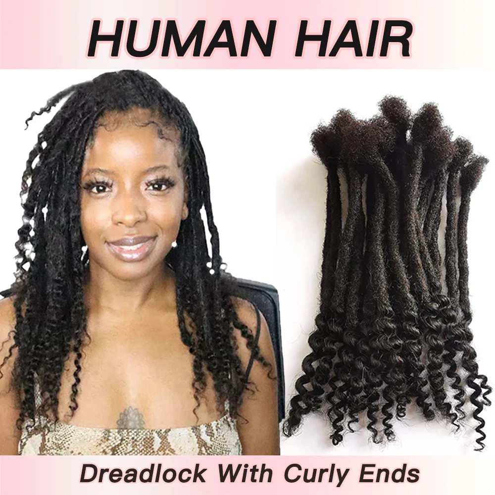 Hot Human Hair Dreadlock Extensions With Curly Ends Handmade Crochet Locs 0.6cm Top Width 8-10 Inche Natural Black For Women&Man
Hot Human Hair Dreadlock Extensions With Curly Ends Handmade Crochet Locs 0.6cm Top Width 8-10 Inche Natural Black For Women&Man