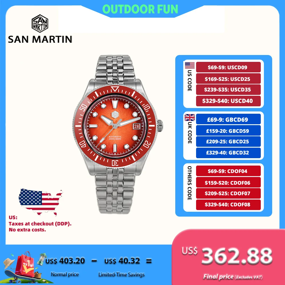 San Martin 37,5/40 мм 9015 Эмаль Sunburst JianZhan Циферблат Автоматические часы для дайвинга для мужчин BGW-X1 Светящийся сапфир 20 бар SN0148G (X)
San Martin 37,5/40 мм 9015 Эмаль Sunburst JianZhan Циферблат Автоматические часы для дайвинга для мужчин BGW-X1 Светящийся сапфир 20 бар SN0148G (X)