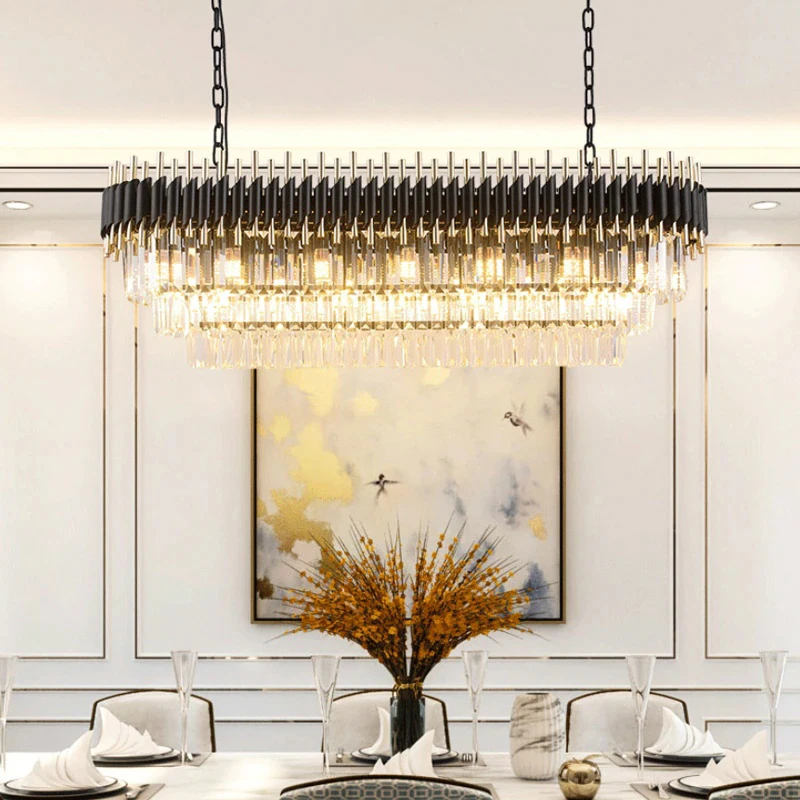 Black Crystal Chandelier Oval Luxury Design Indoor Lighting Hanging Lamp For Kitchen Island Dining Room Bedroom Decoration Style
Black Crystal Chandelier Oval Luxury Design Indoor Lighting Hanging Lamp For Kitchen Island Dining Room Bedroom Decoration Style