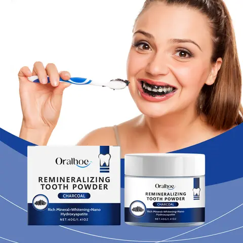 Oralhoe 40g Whitening Teeth Powder Bamboo Charcoal Dental Plaque Stain Remover Oral Hygiene Care Bleach Teeth Fresh Teeth Powder