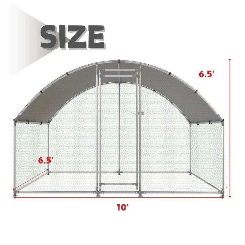 6.5×10×6.5FT Galvanized Walk-in Chicken Coop - Dome Poultry Cage with Waterproof Roof for Backyard & Farm
6.5×10×6.5FT Galvanized Walk-in Chicken Coop - Dome Poultry Cage with Waterproof Roof for Backyard & Farm