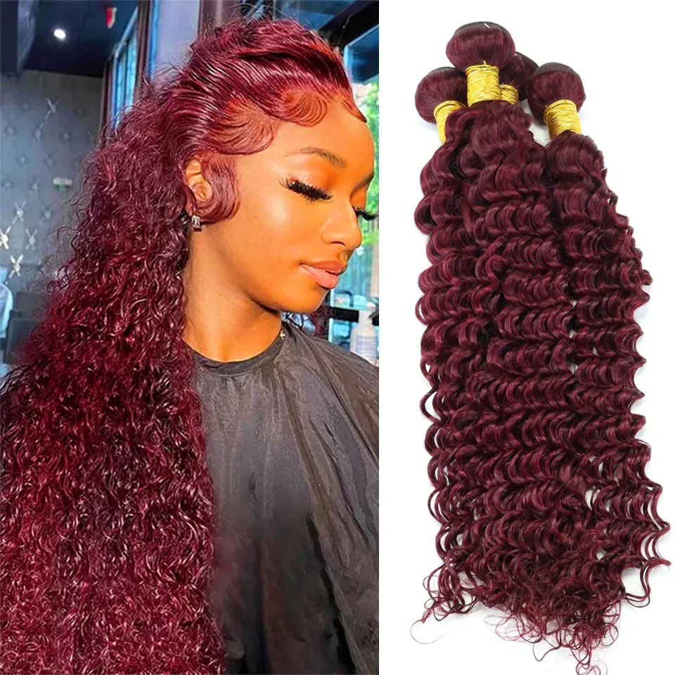 30 32 Inch #99j Burgundy Deep Curly Bundles Brazilian Curly Human Hair Red Colored Deep Wave Human Hair Bundles For Extensions
30 32 Inch #99j Burgundy Deep Curly Bundles Brazilian Curly Human Hair Red Colored Deep Wave Human Hair Bundles For Extensions