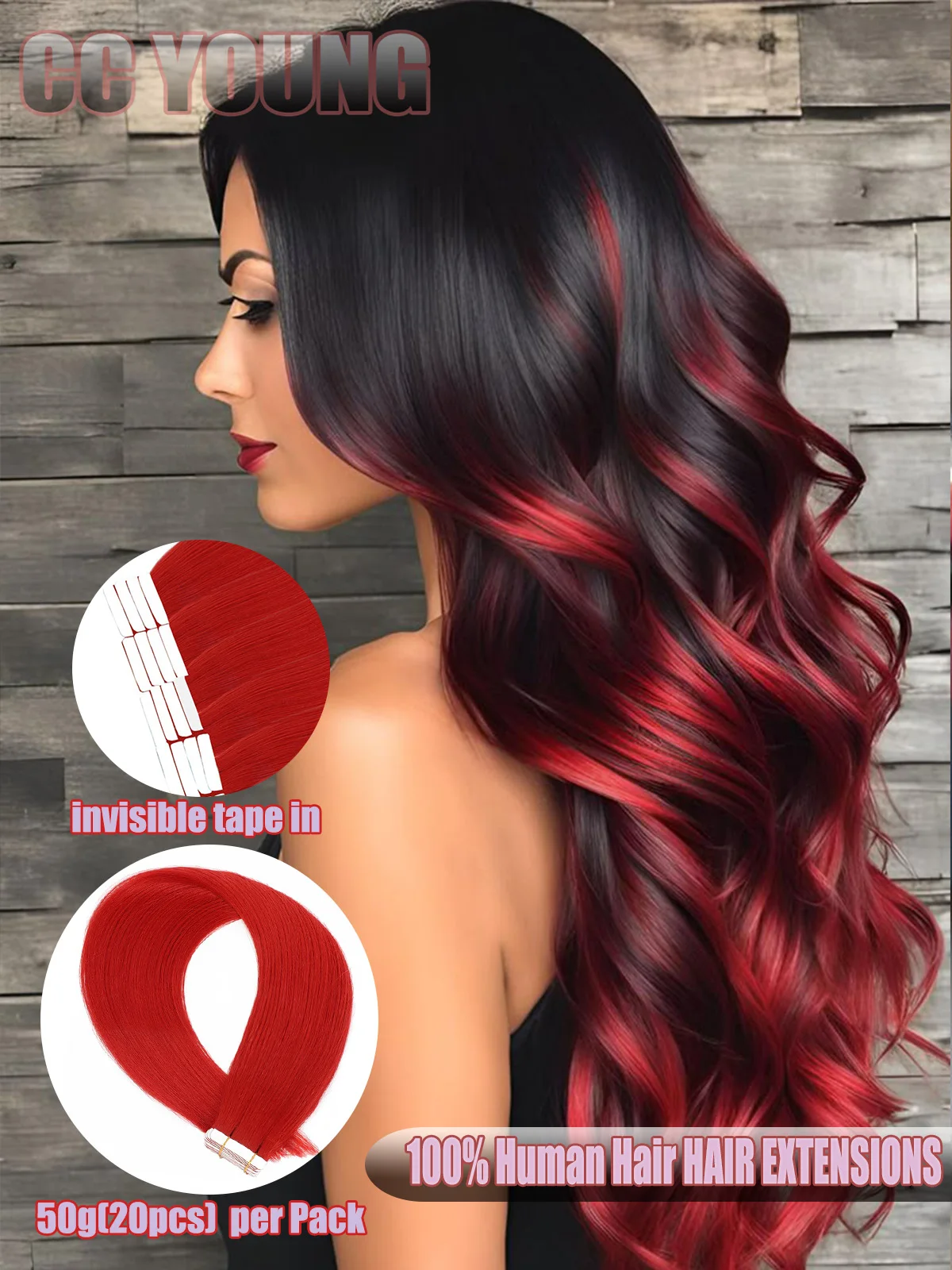 Red Human Hair Tape-In Hair Extensions Brighten Your Hair Color Add Hair Length&Volume or Cosplay Use Hair Extensions 50g 20Pcs
Red Human Hair Tape-In Hair Extensions Brighten Your Hair Color Add Hair Length&Volume or Cosplay Use Hair Extensions 50g 20Pcs