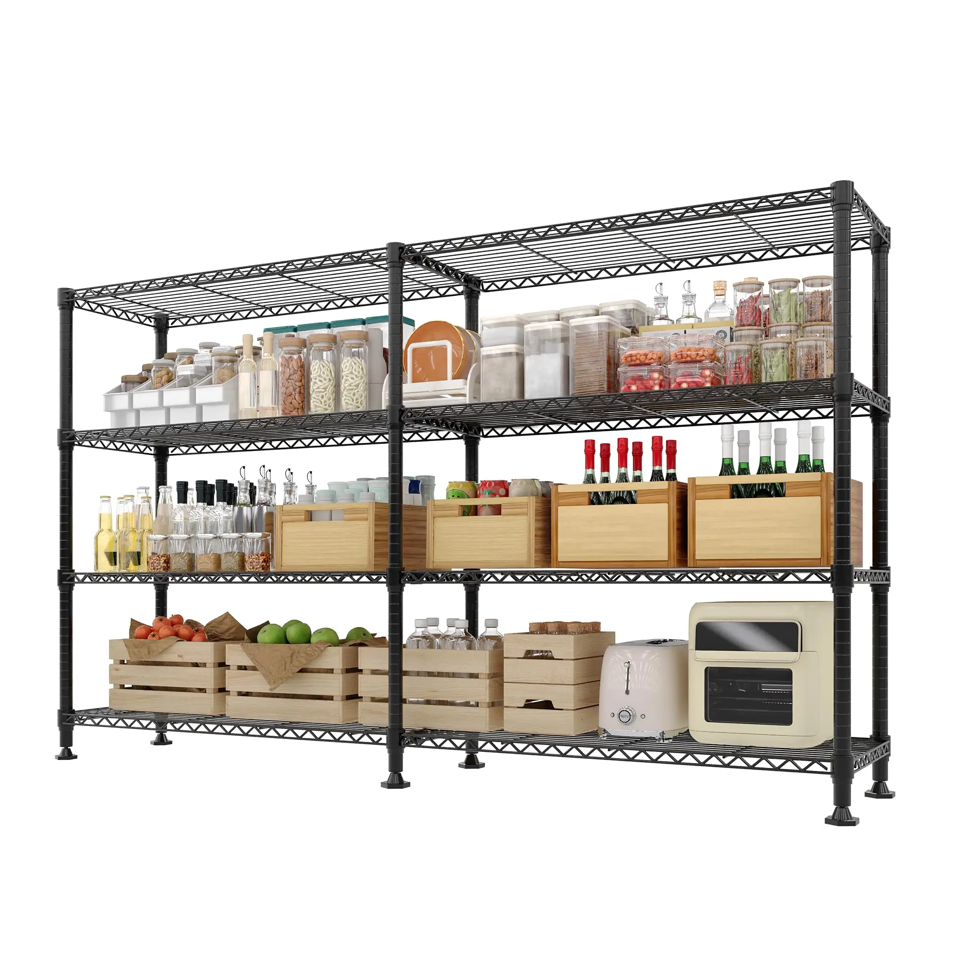 4-Tier Metal Storage Shelves, 70.8" W Heavy Duty Wire Shelving Unit, 1060 LBS Adjustable l-Shaped Storage Rack for Garage, Kitchen, Pantry, Basement, Commercial Organization, 59.5"H x 15.8"D
4-Tier Metal Storage Shelves, 70.8" W Heavy Duty Wire Shelving Unit, 1060 LBS Adjustable l-Shaped Storage Rack for Garage, Kitchen, Pantry, Basement, Commercial Organization, 59.5"H x 15.8"D
