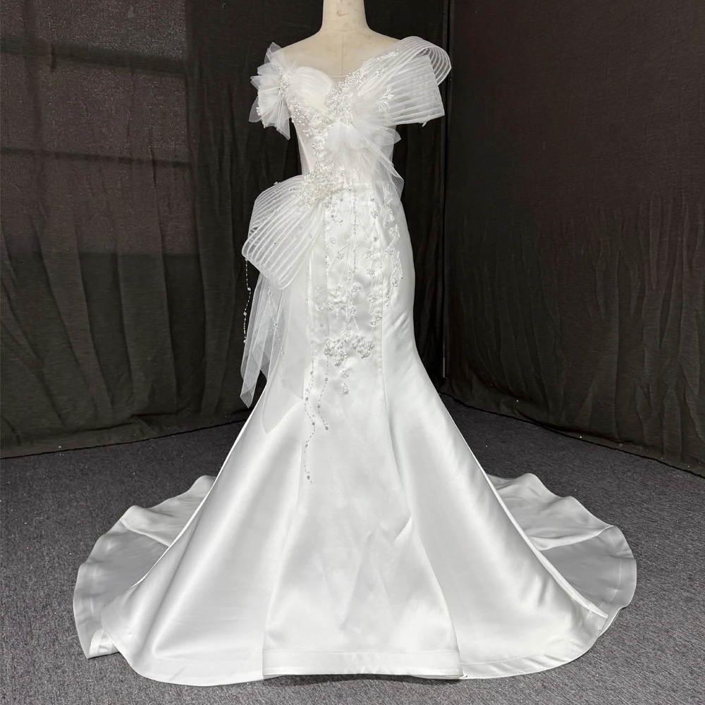 Mermaid Satin Wedding Dresses For Bride Woman Pearls Beading Off The Shoulder Vestido De Novia Boda
Mermaid Satin Wedding Dresses For Bride Woman Pearls Beading Off The Shoulder Vestido De Novia Boda