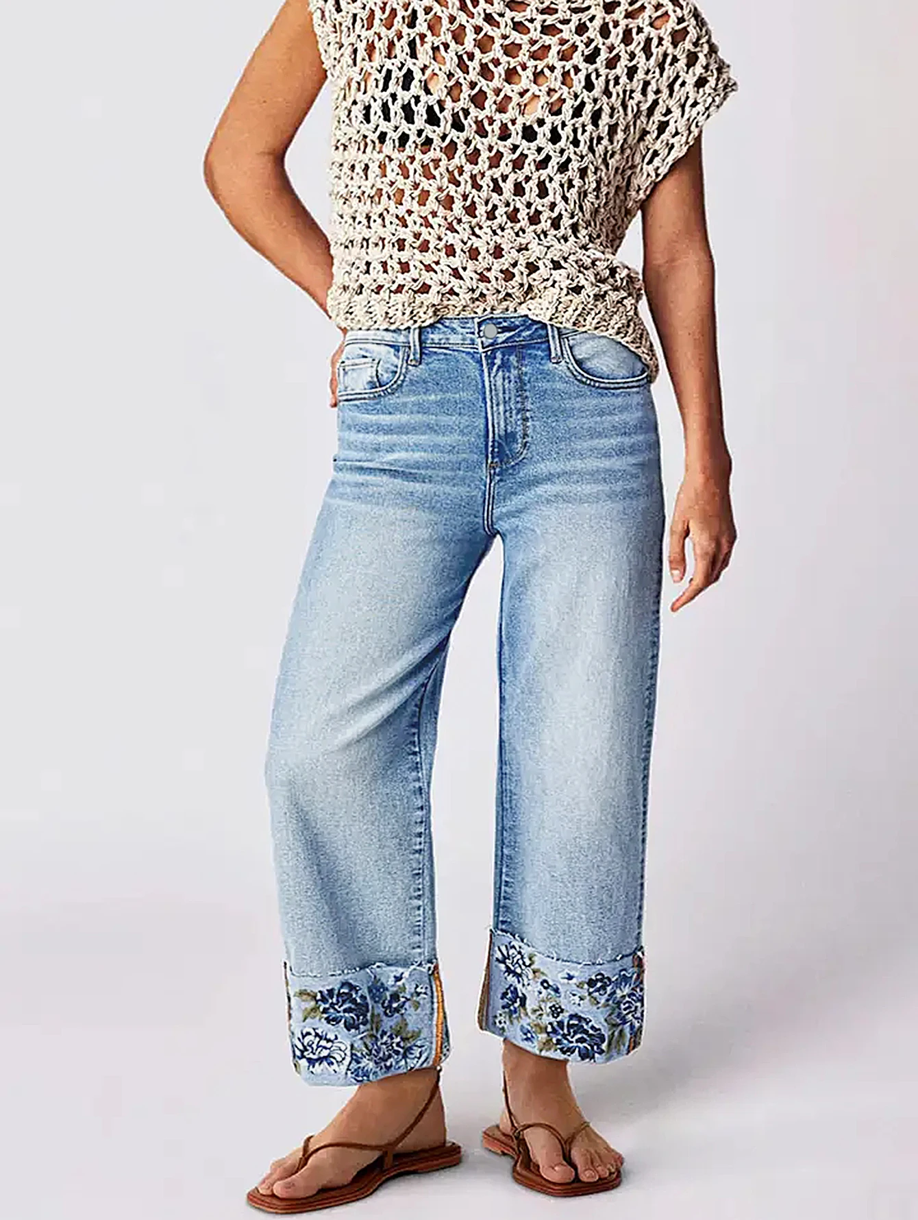 Женские винтажные свободные широкие джинсы больших размеров — прямой крой с цветочной вышивкой, джинсовые брюки с высокой талией
Женские винтажные свободные широкие джинсы больших размеров — прямой крой с цветочной вышивкой, джинсовые брюки с высокой талией