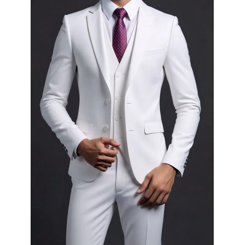 Suit (Blazer+ Vest + Trousers) Men's Fashionable Gentleman Business British Style Solid-color Banquet Host Casual Wedding Suit
Suit (Blazer+ Vest + Trousers) Men's Fashionable Gentleman Business British Style Solid-color Banquet Host Casual Wedding Suit