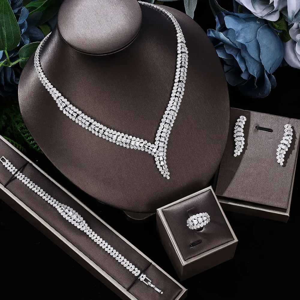 Luxury Women Jewelry Elegant Shape Bridal CZ necklace earrings bracelet ring jewelry sets & m Big Wedding Jewelry Sets For Bride
Luxury Women Jewelry Elegant Shape Bridal CZ necklace earrings bracelet ring jewelry sets & m Big Wedding Jewelry Sets For Bride