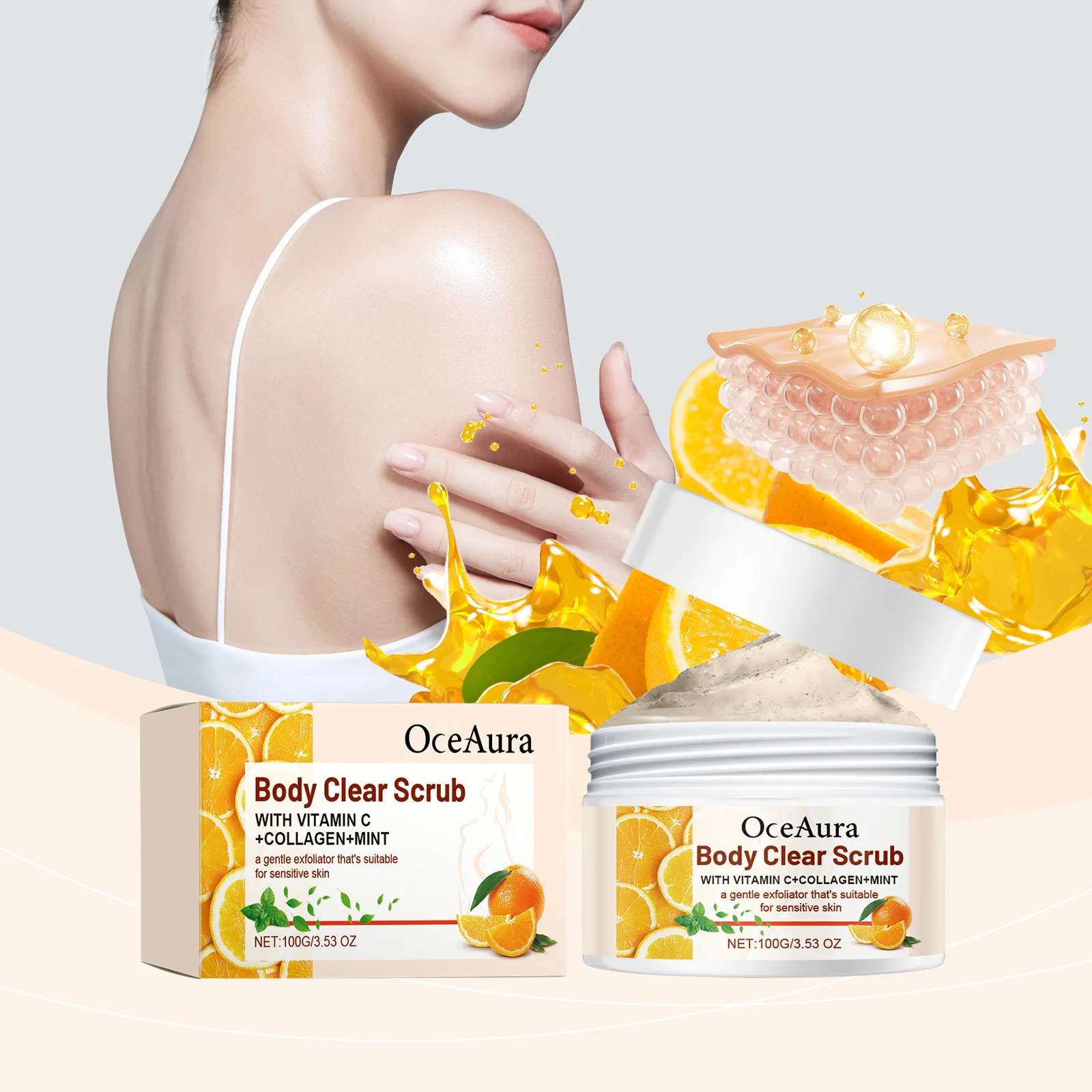 OceAura 100g Orange Exfoliating Body Scrub Remove Dead Skin Cleansing Pores Nourish Skin Fresh Orange Scent Reduce Itching Scrub
OceAura 100g Orange Exfoliating Body Scrub Remove Dead Skin Cleansing Pores Nourish Skin Fresh Orange Scent Reduce Itching Scrub