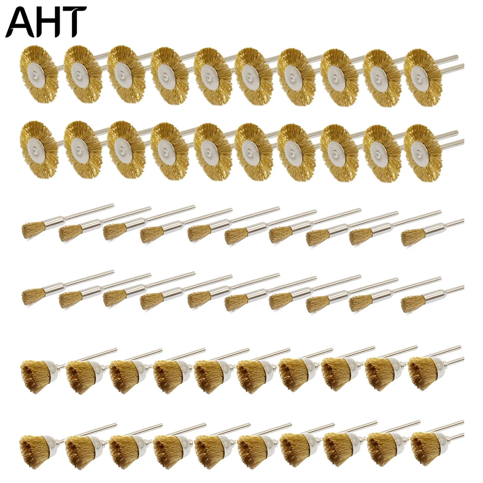 AHT 60 Piece Brass Brush Set 3 Types 3mm Shank Rotary Tool Wire Brushes for Rust Removal Polishing Cleaning and Metal Surface De
AHT 60 Piece Brass Brush Set 3 Types 3mm Shank Rotary Tool Wire Brushes for Rust Removal Polishing Cleaning and Metal Surface De