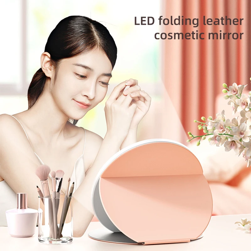 Large round LED Makeup Mirror with Folding Leather Case Three-Color Light Desktop Beauty Dressing Mirror
Large round LED Makeup Mirror with Folding Leather Case Three-Color Light Desktop Beauty Dressing Mirror