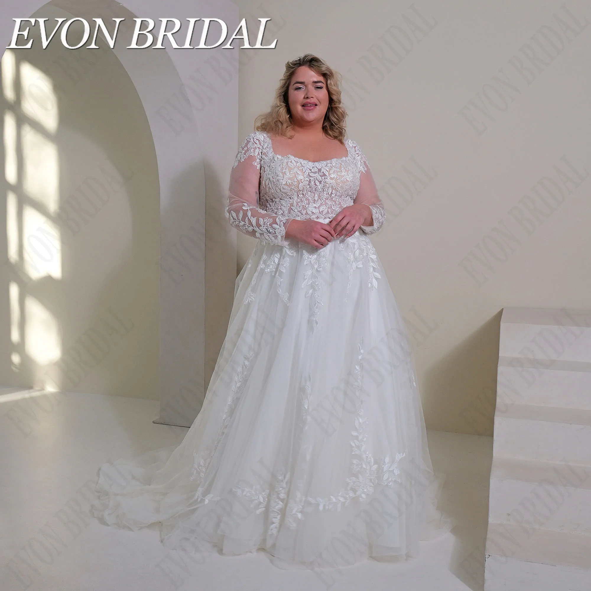 EVON BRIDAL Oversize Wedding Dress Long Sleeves A-Line Tulle Elegant Bride Gowns Woman Square Collar Lace Up Applique Backless
EVON BRIDAL Oversize Wedding Dress Long Sleeves A-Line Tulle Elegant Bride Gowns Woman Square Collar Lace Up Applique Backless