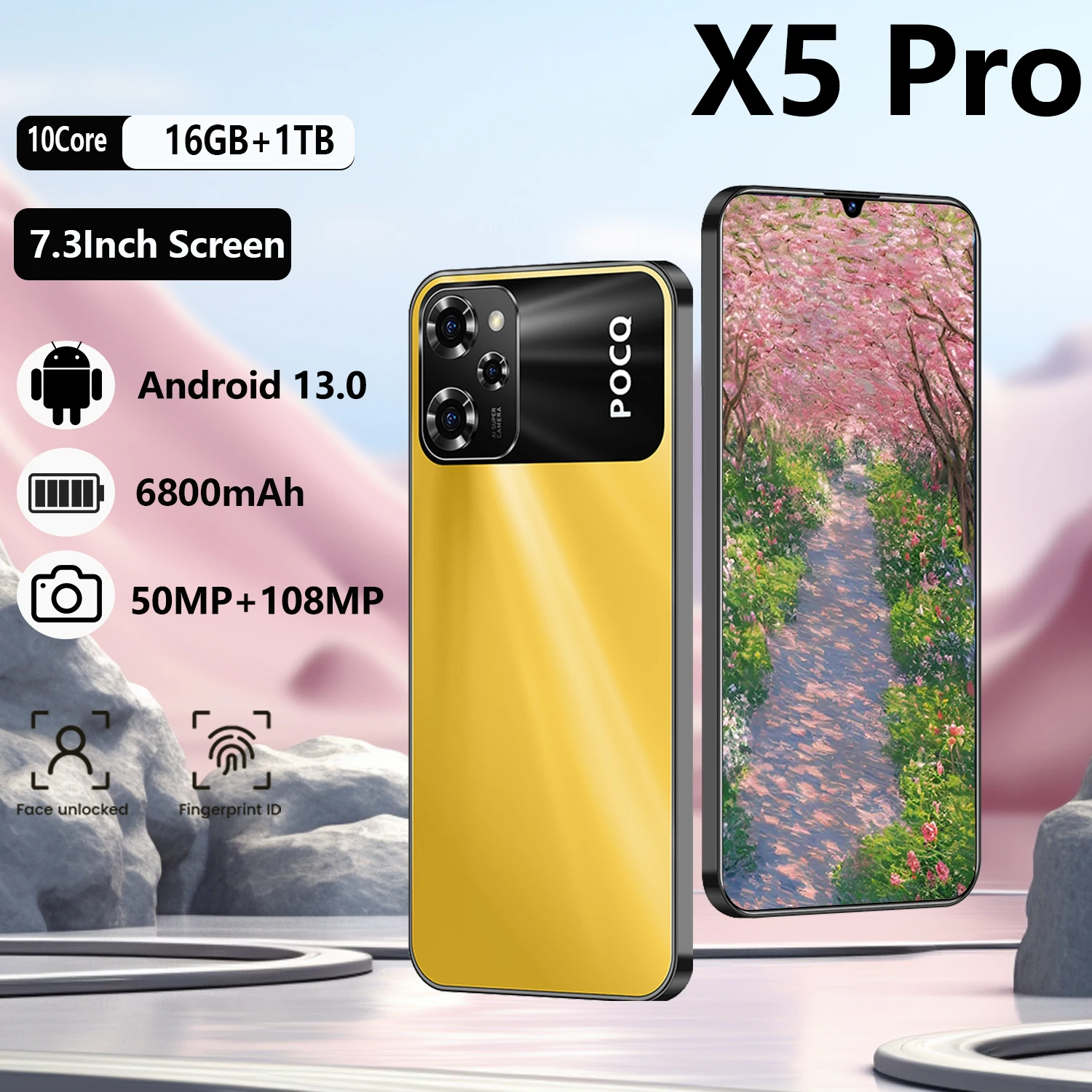 5G Phone Global Version 2025 X5 Pro Mobile Phones 16G+1T Brand New 7.3Inch Cellphones Android13 6800mAh 108MP Dual SIM Card
5G Phone Global Version 2025 X5 Pro Mobile Phones 16G+1T Brand New 7.3Inch Cellphones Android13 6800mAh 108MP Dual SIM Card