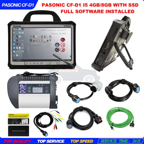 Pasonic CF-D1 Tablet (Full Xentry DAS WIS EPC Software Installed) + MB STAR C4 DOIP Multiplexer for Benz Truck Car Diagnostic To
