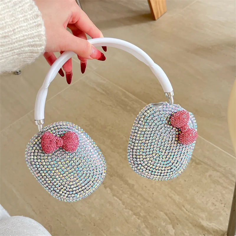 Luxury Silver Rhinestone with 3D pink bow earphone case for Airpods Max fashion Bluetooth headphone cute case
Luxury Silver Rhinestone with 3D pink bow earphone case for Airpods Max fashion Bluetooth headphone cute case