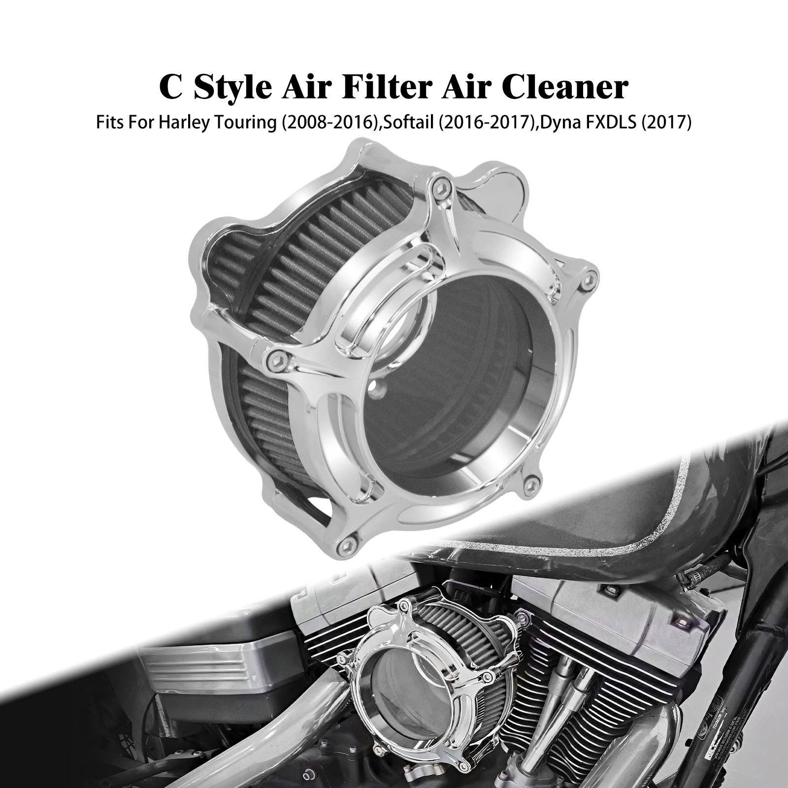 Motorcycle High Flow Overt Air Filter Cleaner Grey Intake For Harley Touring Dyna Softail Trike 08-17 TBW Only
Motorcycle High Flow Overt Air Filter Cleaner Grey Intake For Harley Touring Dyna Softail Trike 08-17 TBW Only