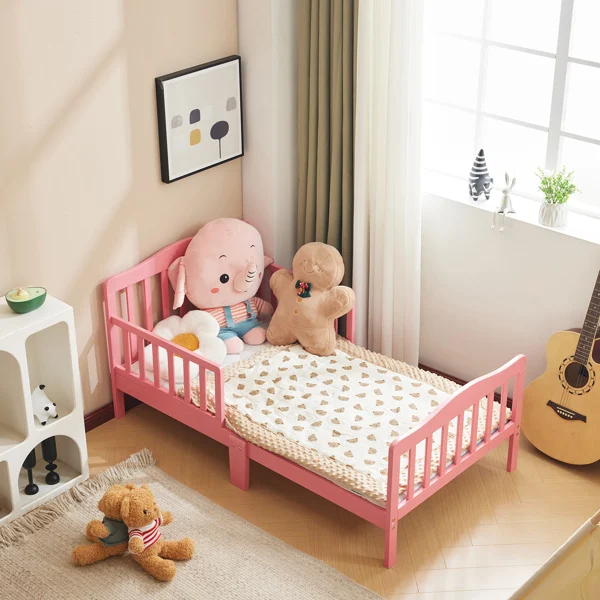 Single-layer vertical plank bed with side railings, pink, 135*75*62.5cm, wooden bed, pine, children's
Single-layer vertical plank bed with side railings, pink, 135*75*62.5cm, wooden bed, pine, children's