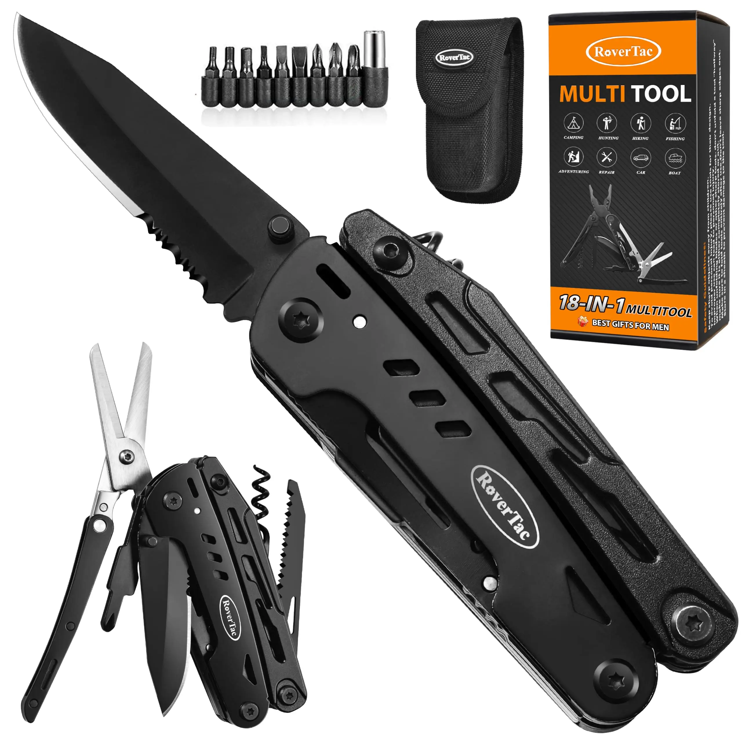 18-in-1 Multitool Pocket Knife with Pliers, Saw, Corkscrew & Detachable Scissors, Multi Tool with Safety Lock, father's day gift
18-in-1 Multitool Pocket Knife with Pliers, Saw, Corkscrew & Detachable Scissors, Multi Tool with Safety Lock, father's day gift