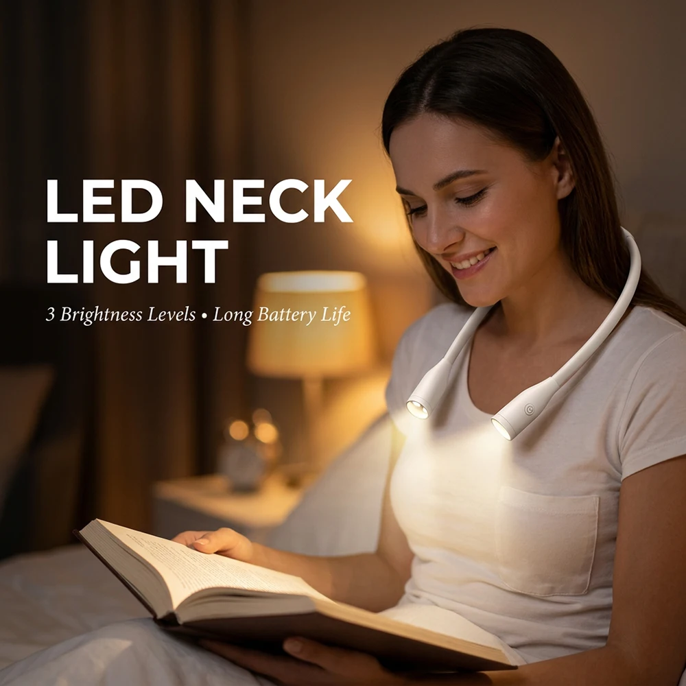 Rechargeable LED Neck Reading Light 1000mAh Book Lamp for Reading in Bed Stepless Dimming 3 Colors Flexible Wearable Eye Care
Rechargeable LED Neck Reading Light 1000mAh Book Lamp for Reading in Bed Stepless Dimming 3 Colors Flexible Wearable Eye Care