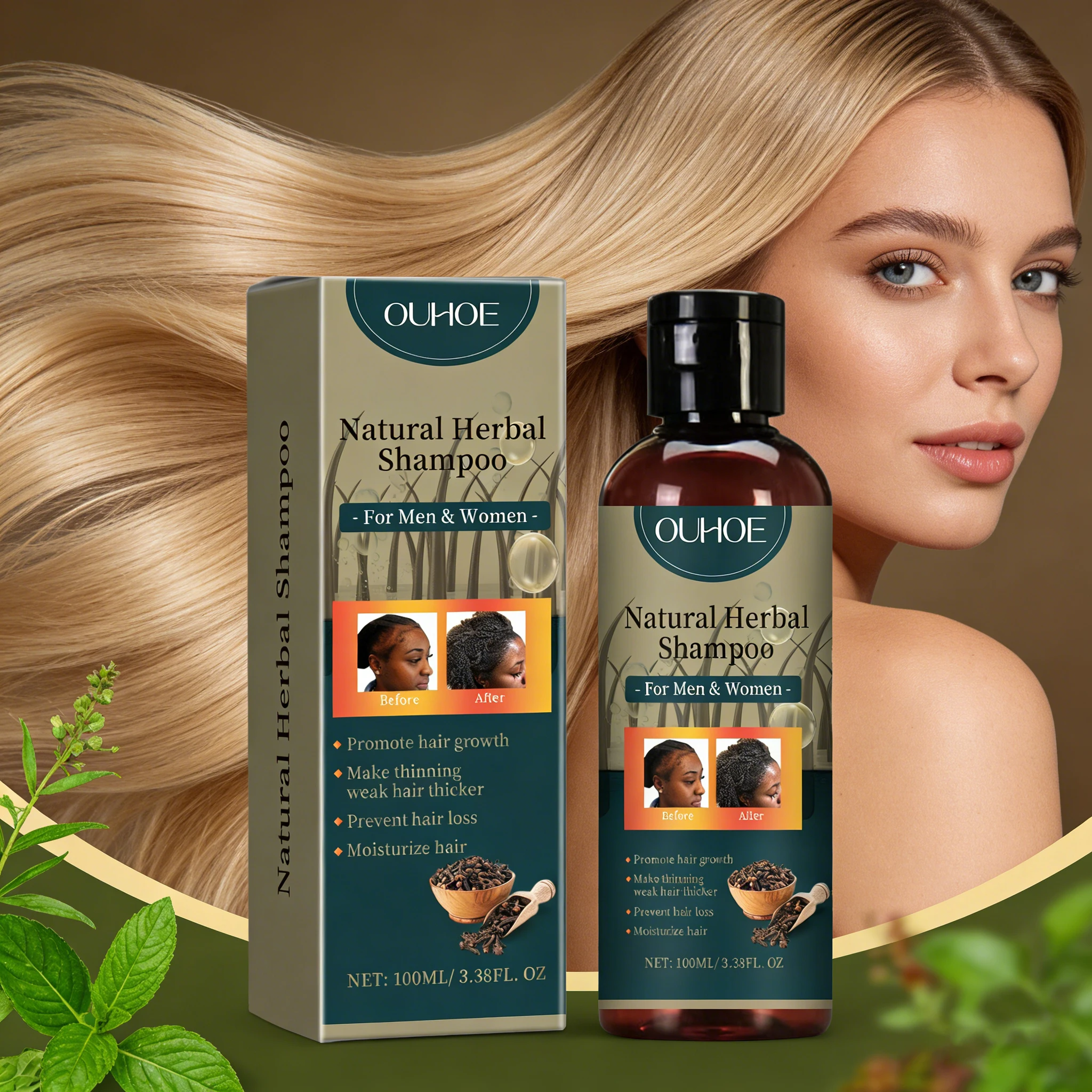 OUHOE Natural Herbal Shampoo Anti Dandruff Removal Thinning Oil Control Nourishing Smoothing Strengthen Hair Care Shampoo
OUHOE Natural Herbal Shampoo Anti Dandruff Removal Thinning Oil Control Nourishing Smoothing Strengthen Hair Care Shampoo