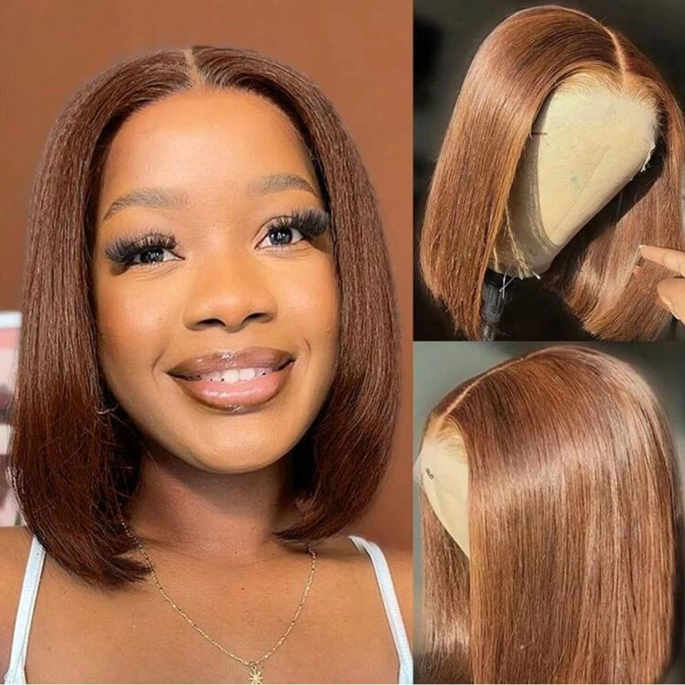 Chocolate Brown Bob Human Hair Wig 13x4 HD Transparent Lace Frontal Wig Straight 4# Bob Wig 2x6 4x4 HD Lace Closure Wig
Chocolate Brown Bob Human Hair Wig 13x4 HD Transparent Lace Frontal Wig Straight 4# Bob Wig 2x6 4x4 HD Lace Closure Wig