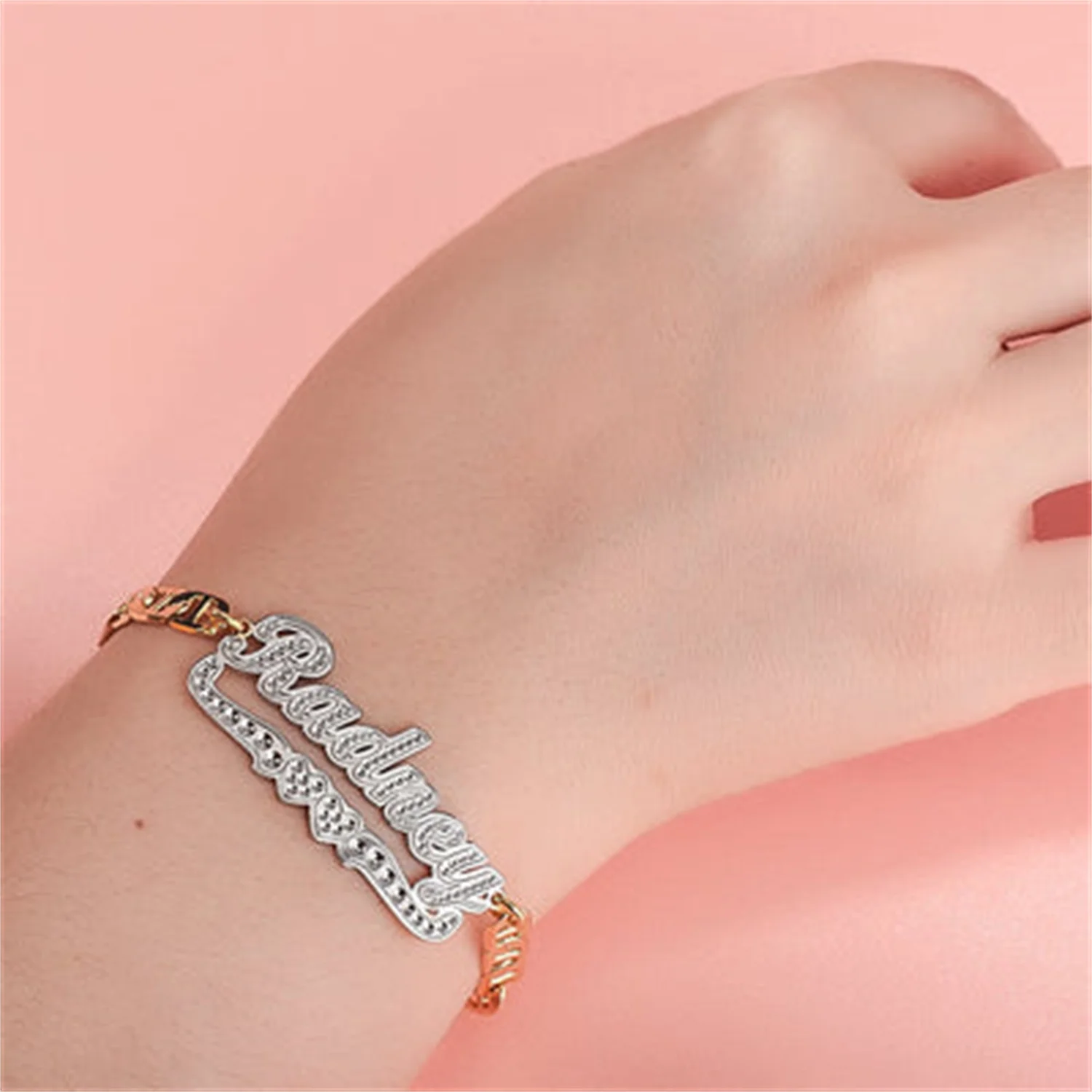Custom Two Hearts Name Bracelet For Women Double Plate Two Tone Personalized Gold Plated Stainless Steel Bracelets Jewelry Gifts
Custom Two Hearts Name Bracelet For Women Double Plate Two Tone Personalized Gold Plated Stainless Steel Bracelets Jewelry Gifts