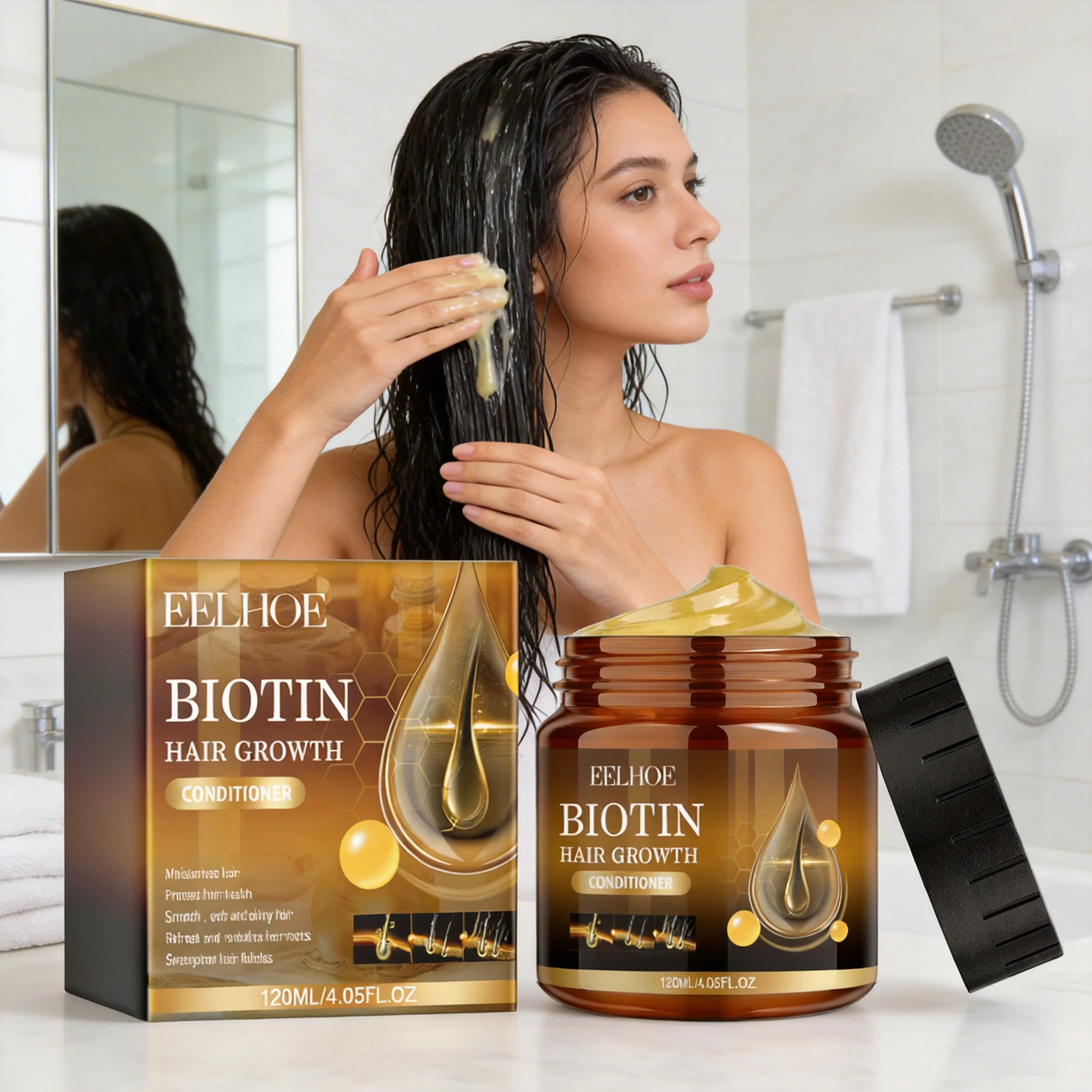 EELHOE 120ML Biotin Hair Growth Conditioner Deep Moisturizing Nourishing Conditioner Strengthen The Hair Root Gentle Scalp Care
EELHOE 120ML Biotin Hair Growth Conditioner Deep Moisturizing Nourishing Conditioner Strengthen The Hair Root Gentle Scalp Care