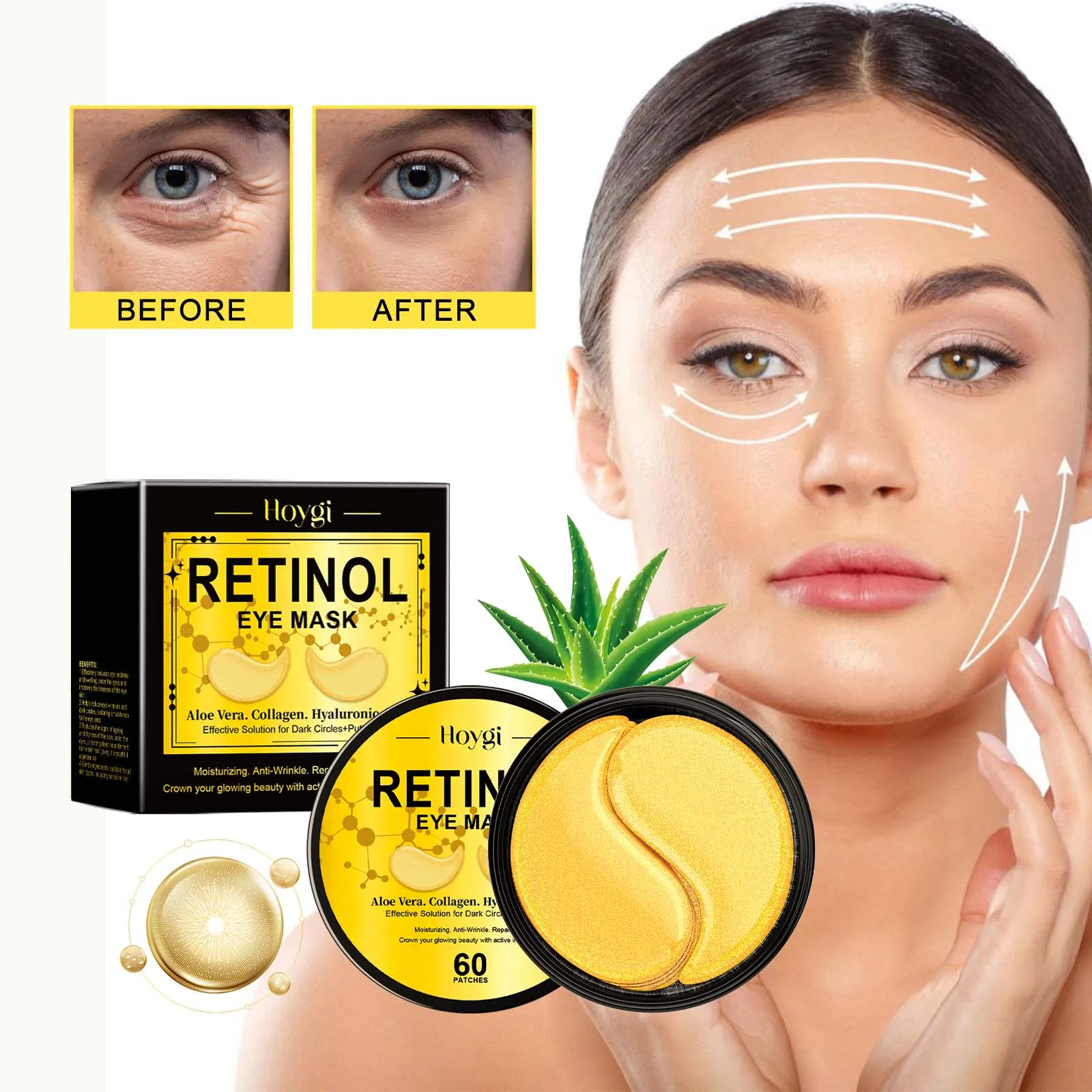 60pcs Hoygi Retinol Eye Mask Care Anti Dark Circles Eye Bags Tighten Eye Area Skin Reduce Fine Lines Moisturizing Eye Mask
60pcs Hoygi Retinol Eye Mask Care Anti Dark Circles Eye Bags Tighten Eye Area Skin Reduce Fine Lines Moisturizing Eye Mask