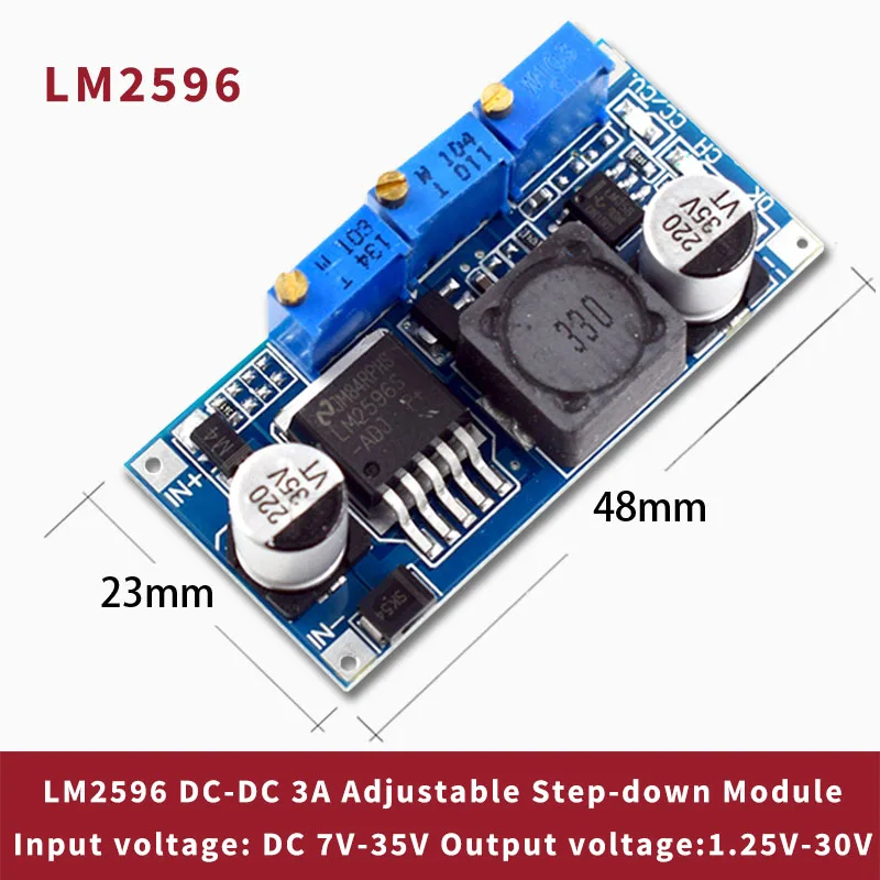 LM2596 Adjustable Step Down Module DC-DC 3A LM2596 Constant Current Voltage Regulator High Efficiency Low Heat
LM2596 Adjustable Step Down Module DC-DC 3A LM2596 Constant Current Voltage Regulator High Efficiency Low Heat