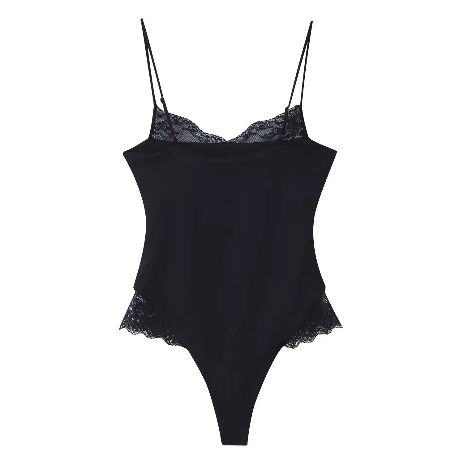 Sexy Lace Trim Bodysuit Women Spaghetti Strap Sleeveless Slim Fit Body Top Black Backless Leotard One Piece Clubwear Romper
Sexy Lace Trim Bodysuit Women Spaghetti Strap Sleeveless Slim Fit Body Top Black Backless Leotard One Piece Clubwear Romper