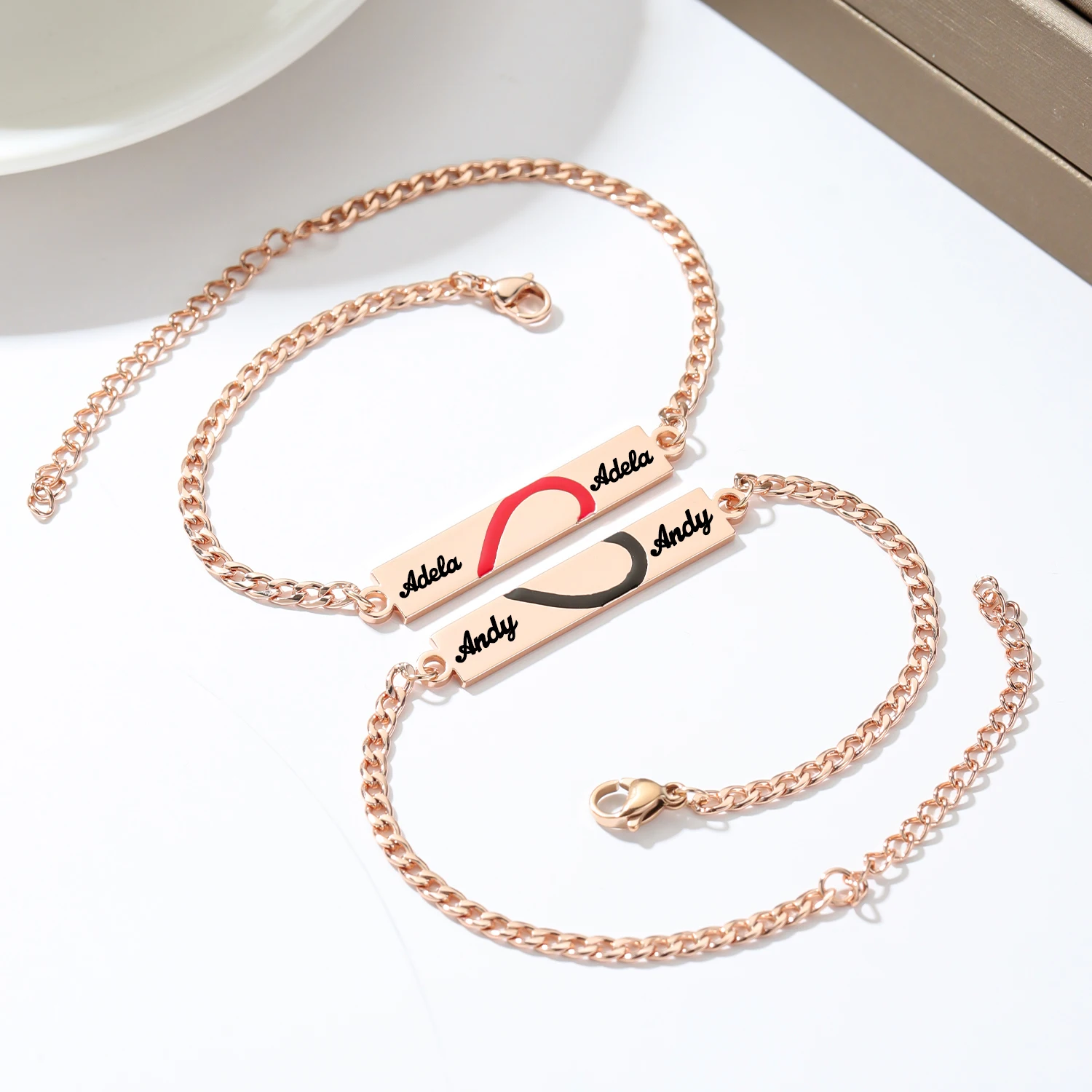 Couple Oiled Half Heart Customized Name Bracelet Personalized Stainless Steel Pair Jewelry Best Valentine's Day Gift For Lover
Couple Oiled Half Heart Customized Name Bracelet Personalized Stainless Steel Pair Jewelry Best Valentine's Day Gift For Lover