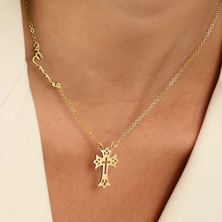 Personalized Cross Name Necklace Custom Beveled Name Pendant Stainless Steel Ladies Necklace Best Christmas Gift for Women
Personalized Cross Name Necklace Custom Beveled Name Pendant Stainless Steel Ladies Necklace Best Christmas Gift for Women
