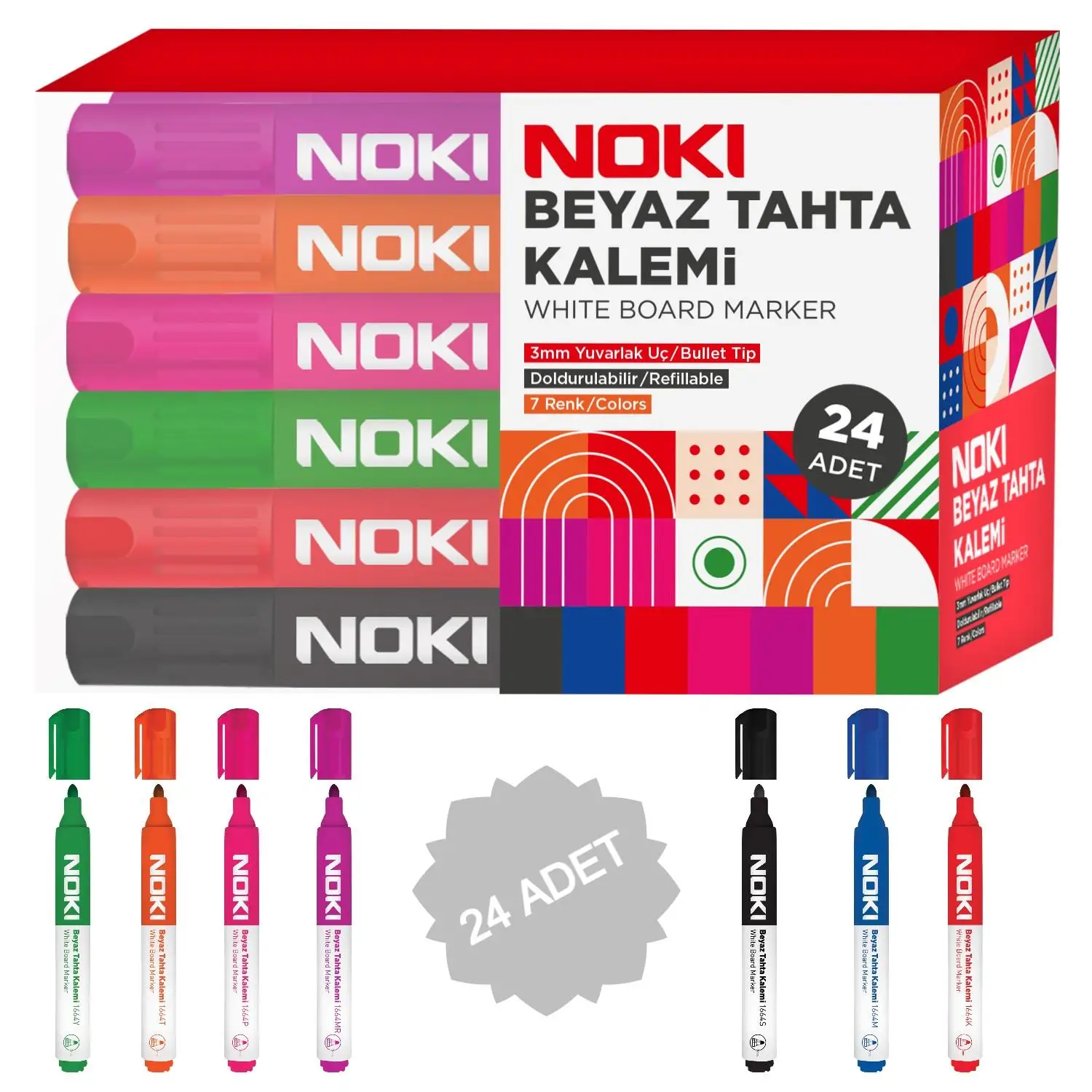 Noki Whiteboard Marker Set of 24 Peaces Office And School Supplies High Quality Pens Ink Waterproof Erasable Low Odour
Noki Whiteboard Marker Set of 24 Peaces Office And School Supplies High Quality Pens Ink Waterproof Erasable Low Odour