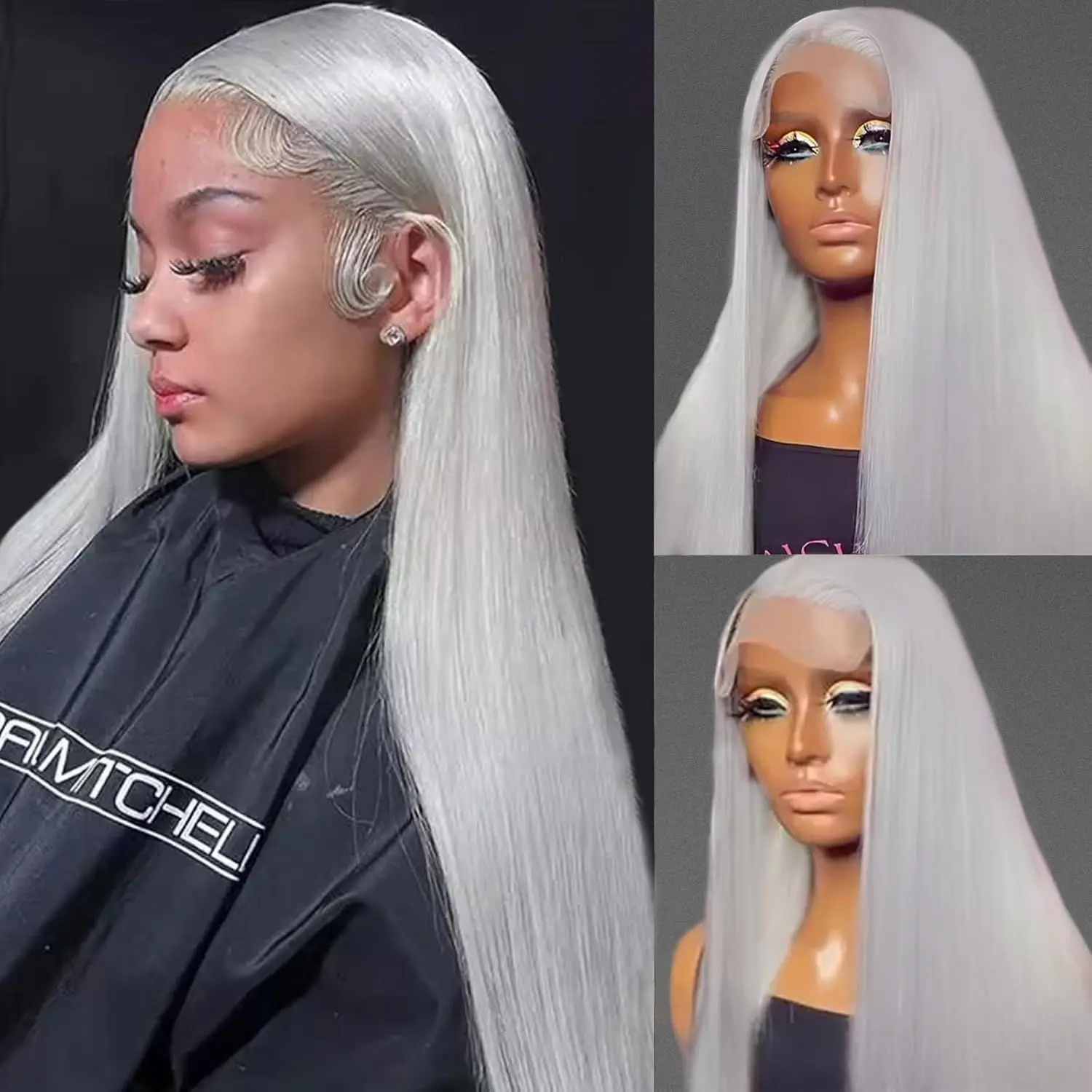 Grey HD 13x4 Lace Front Human Hair Wigs Brazilian Sliver Gray Colored Straight Transparent Lace Frontal Wig Pre Pucked
Grey HD 13x4 Lace Front Human Hair Wigs Brazilian Sliver Gray Colored Straight Transparent Lace Frontal Wig Pre Pucked