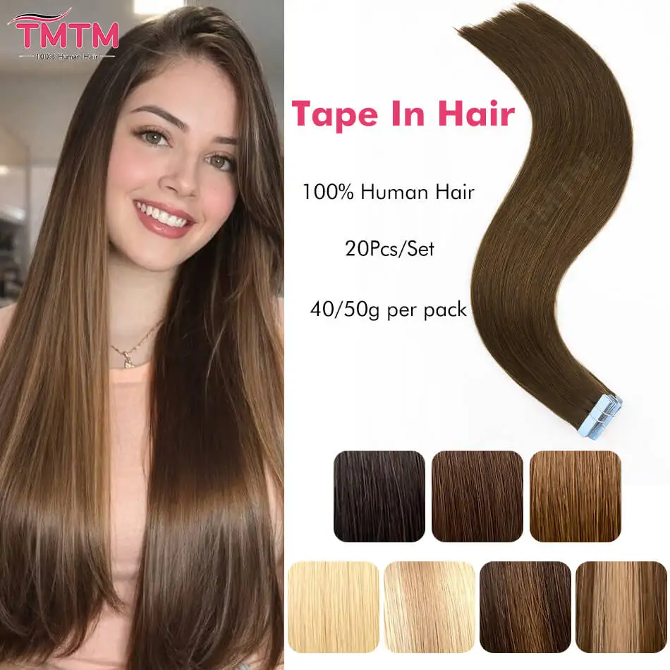 TMTM Tape In Hair Extensions 100% Remy Human Hair 14-22 Inch 20Pcs Straight Seamless Skin Weft Tape Hair Extensions For Women
TMTM Tape In Hair Extensions 100% Remy Human Hair 14-22 Inch 20Pcs Straight Seamless Skin Weft Tape Hair Extensions For Women