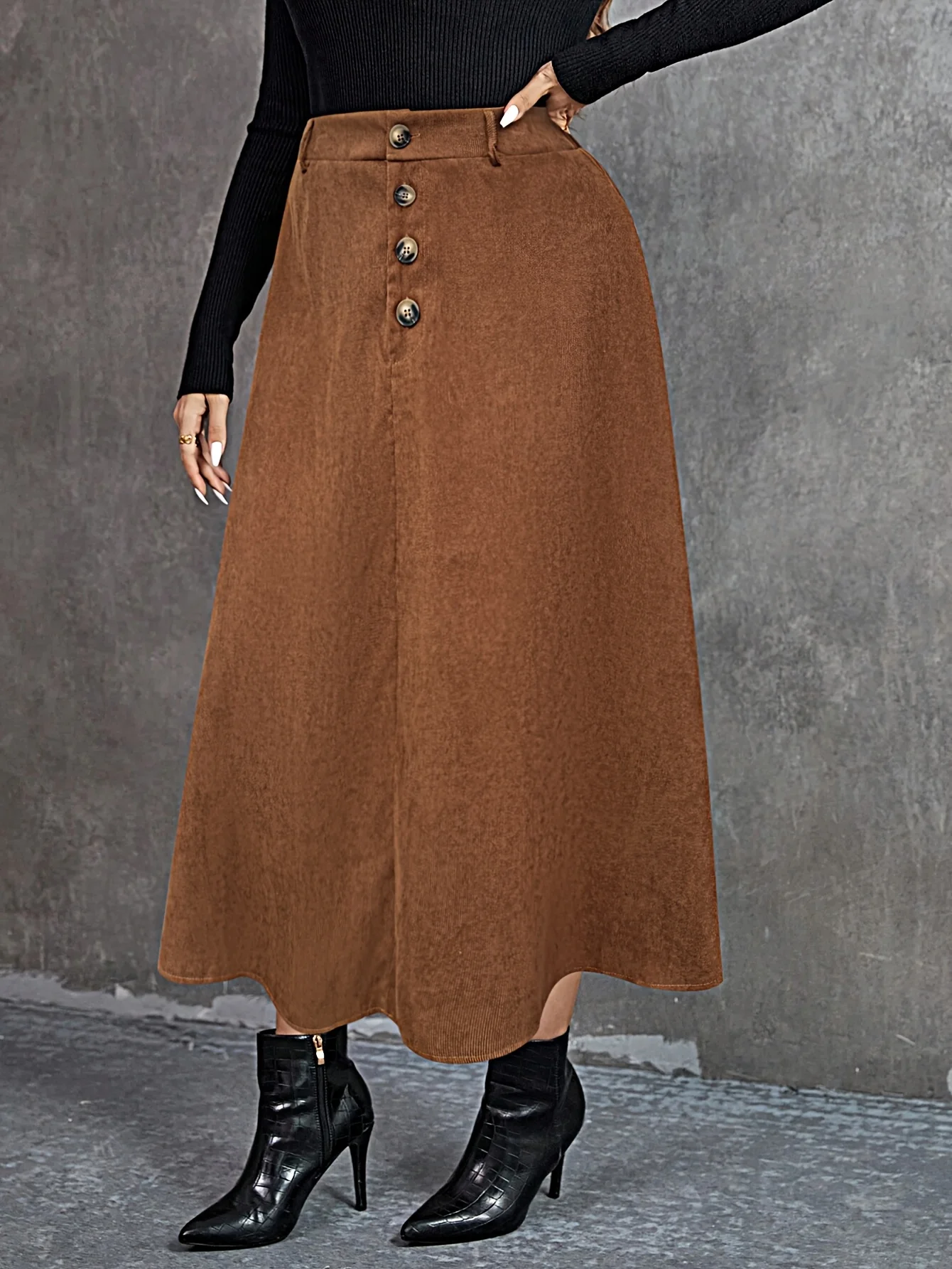 2025 Plus Size Fashion Selection! Brown Button - Adorned Wool Midi Skirt (Plus Size). The High-Waisted Design Modifies the Fig
2025 Plus Size Fashion Selection! Brown Button - Adorned Wool Midi Skirt (Plus Size). The High-Waisted Design Modifies the Fig