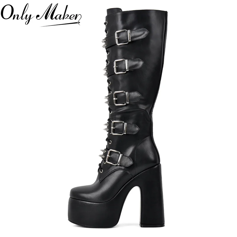 Onlymaker Round Toe Platform Boots Chunky Heel Buckle Gothic Boots Side Zipper Rock Couples Cosplay Biker Punk Boots
Onlymaker Round Toe Platform Boots Chunky Heel Buckle Gothic Boots Side Zipper Rock Couples Cosplay Biker Punk Boots