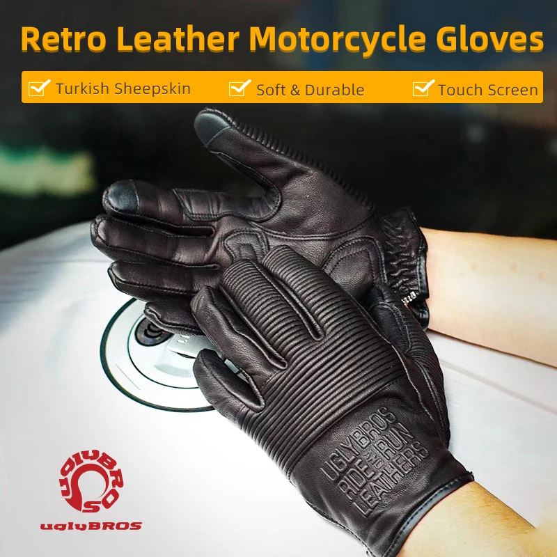 UGLYBROS Vintage Leather Motorcycle Gloves Full Finger Touch Screen Men Women for Motorbike Riding Motocross Moto Racing Biker
UGLYBROS Vintage Leather Motorcycle Gloves Full Finger Touch Screen Men Women for Motorbike Riding Motocross Moto Racing Biker