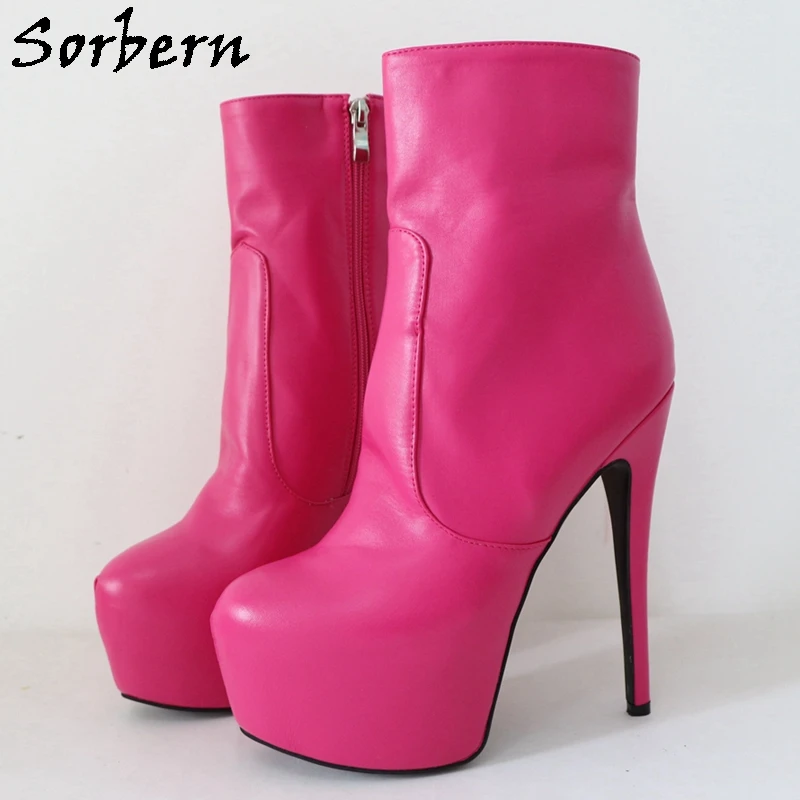 Sorbern Hot Pink Ankle Boots Women High Heel Sissy Boy Fetish Shoes Booties Invisible Platform Custom
Sorbern Hot Pink Ankle Boots Women High Heel Sissy Boy Fetish Shoes Booties Invisible Platform Custom