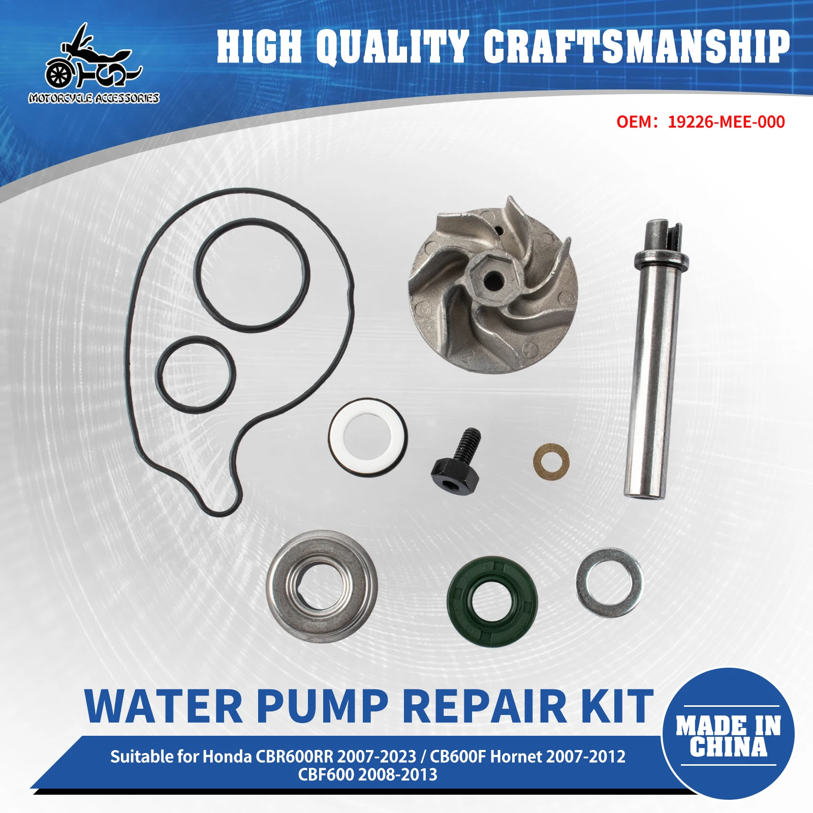 SJ Motorcycle Parts Water Pump Repair Kit For Honda CB600F Hornet 2007-2012 CBF600 2008-2013 CBR600RR 2007-2023 19226-MEE-000
SJ Motorcycle Parts Water Pump Repair Kit For Honda CB600F Hornet 2007-2012 CBF600 2008-2013 CBR600RR 2007-2023 19226-MEE-000